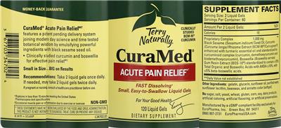 Terry Naturally CuraMed Acute Pain Relief source label used in the packaging illustration