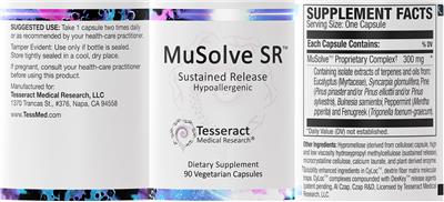 Tesseract Medical Research MuSolve-SR source label used in the packaging illustration