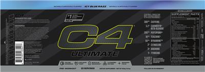 Cellucor C4 Ultimate Icy Blue Razz source label used in the packaging illustration