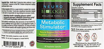 Neurobiologix Metabolic Stimulator source label used in the packaging illustration