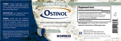 Regenerative Tissue Science Ostinol Standard Strength source label used in the packaging illustration