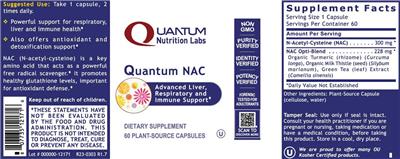 Quantum Nutrition Labs Quantum NAC source label used in the packaging illustration