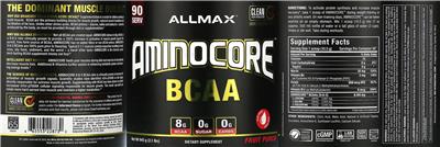 ALLMAX AMINOCORE BCAA Fruit Punch source label used in the packaging illustration