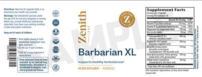 Zenith Labs Barbarian XL source label used in the packaging illustration