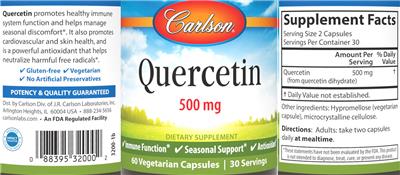 Carlson Quercetin 500 mg source label used in the packaging illustration