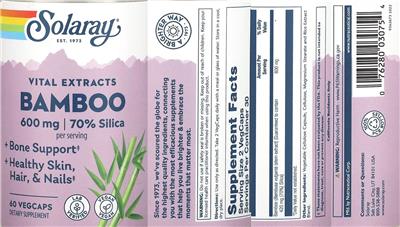 Solaray Bamboo 600 mg source label used in the packaging illustration