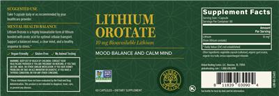 Global Healing Lithium Orotate product packaging