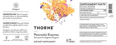 Thorne Pancreatic Enzymes source label used in the packaging illustration
