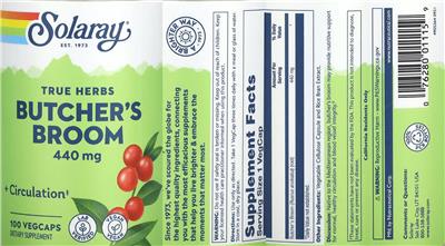 Solaray Butcher's Broom 440 mg product packaging