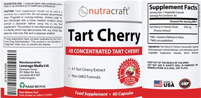 Nutracraft Tart Cherry source label used in the packaging illustration