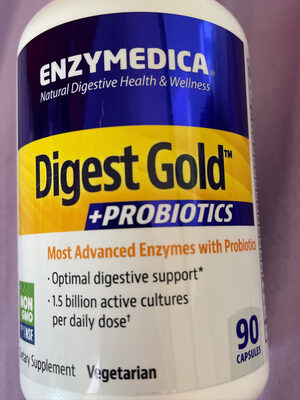 Enzymedica Digest Gold + Probiotics source label used in the packaging illustration