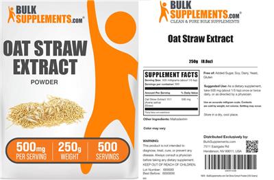 BulkSupplements.com Oat Straw Extract (Avena Sativa) product packaging