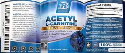 BRI Nutrition Acetyl L-Carnitine Extra Strength source label used in the packaging illustration