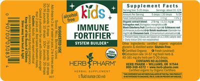 Herb Pharm Kids Immune Fortifier Alcohol Free source label used in the packaging illustration