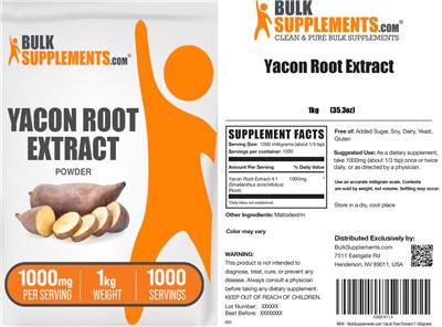 BulkSupplements.com Yacon Root Extract Powder 1000 mg product packaging