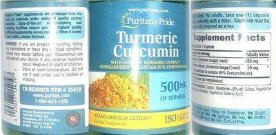 Puritan's Pride Turmeric Curcumin 500 mg product packaging