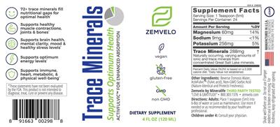 Zemvelo Trace Minerals source label used in the packaging illustration