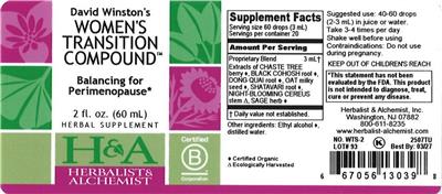 Herbalist & Alchemist David Winston's Women's Transition Compound source label used in the packaging illustration