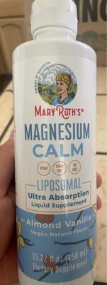 Mary Ruth's Magnesium Calm Liposomal Almond Vanilla source label used in the packaging illustration