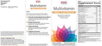 GNC Women's Multivitamin Energy & Metabolism source label used in the packaging illustration