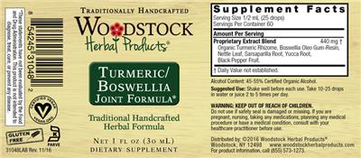Woodstock Herbal Products Turmeric/Boswellia Joint Formula product packaging