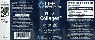 Life Extension NT2 Collagen 40 mg product packaging