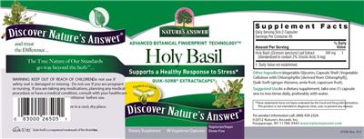 Nature's Answer Holy Basil source label used in the packaging illustration