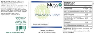 Moss Nutrition Permeability Select source label used in the packaging illustration