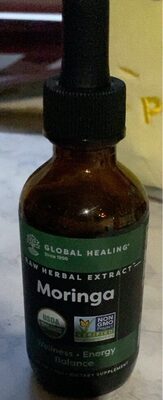 Global Healing Moringa source label used in the packaging illustration
