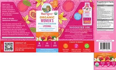 Mary Ruth's Organic Women's Multivitamin Liposomal Vanilla Peach product packaging