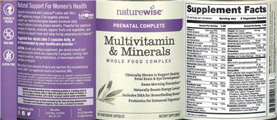 NatureWise Multivitamin & Minerals Prenatal Complete source label used in the packaging illustration