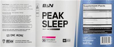Bare Performance Nutrition Peak Sleep Berry source label used in the packaging illustration