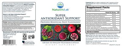 Nature's Lab Super Antioxidant Support source label used in the packaging illustration