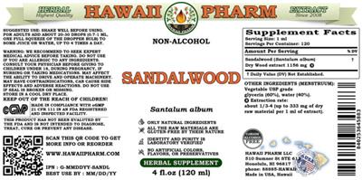 Hawaii Pharm Sandalwood Non-Alcohol product packaging