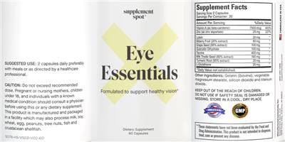 Supplement Spot Eye Essentials source label used in the packaging illustration