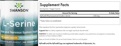 Swanson L-Serine 500 mg source label used in the packaging illustration
