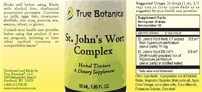 True Botanica St. John's Wort Complex source label used in the packaging illustration