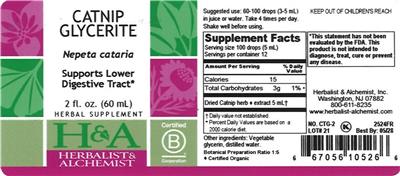 Herbalist & Alchemist Catnip Glycerite source label used in the packaging illustration