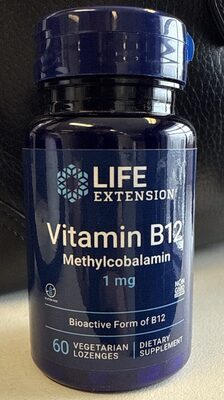 Life Extension Vitamin B12 Methylcobalamin 1 mg product packaging