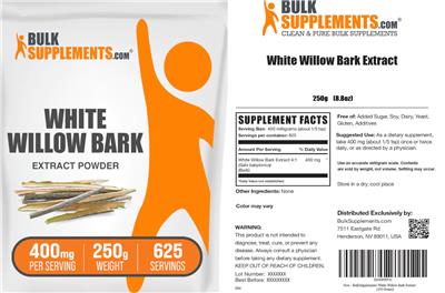 BulkSupplements.com White Willow Bark Extract Powder 400 mg product packaging