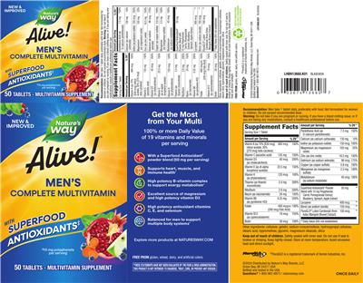 Nature's Way Alive! Men's Complete Multivitamin source label used in the packaging illustration
