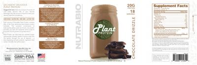 NutraBio Plant Protein Chocolate Drizzle source label used in the packaging illustration