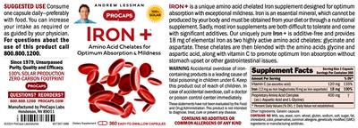 ProCaps Laboratories Iron + source label used in the packaging illustration