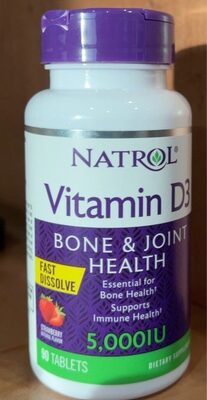 Natrol Vitamin D3 5000 IU Fast Dissolve Strawberry product packaging