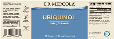 Dr. Mercola Ubiquinol 200 mg source label used in the packaging illustration