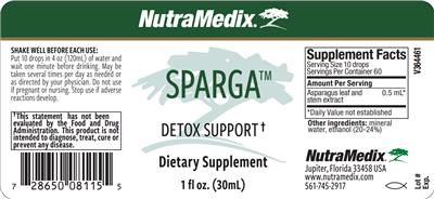 NutraMedix Sparga source label used in the packaging illustration