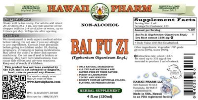 Hawaii Pharm Bai Fu Zi Non-Alcohol source label used in the packaging illustration