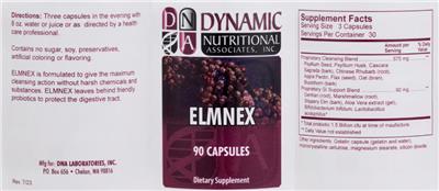 DNA Dynamic Nutritional Associates Elmnex source label used in the packaging illustration