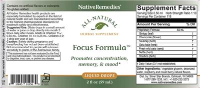 Native Remedies Focus Formula source label used in the packaging illustration