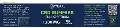 Zatural CBD Gummies Full Spectrum 1200 mg Natural Berry Flavor product packaging